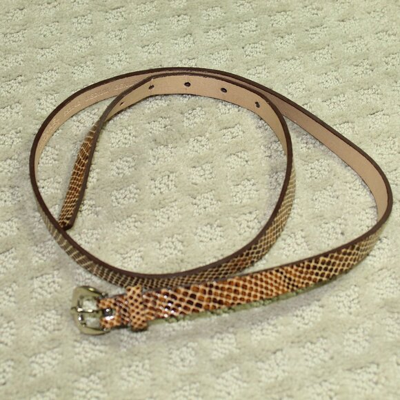 MICHAEL KORS Women's Size M 1/2" Brown Faux Snakeskin Leather Belt - Picture 1 of 5